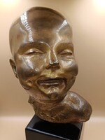 32cm 1917 CARL GELLES életnyagyságú bronz szobor mellszobor portré gyermek csecsemő