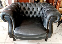 Chesterfield valódi bőr fotel