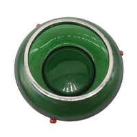 Kralik glass bowl with spiral decoration and silver rim - m1035