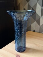 Kék Repesztett üveg váza 24 cm