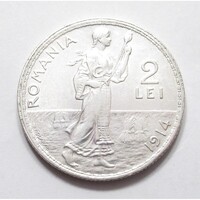 Románia,2 lei 1914 - Brüsszel EF+ ezüst 10g835