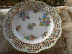 Herendi nagy méretű áttört szegéllyel Viktória mintás  porcelán fali tál 33 cm