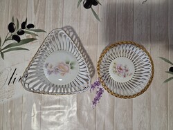 Apulum áttört falú aranyozottszélű porcelán kosárkák egyben