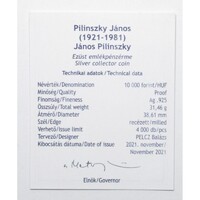 Magyarország,10000 forint 2021 PP - Pilinszky János - Certifikáció