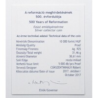Magyarország,10000 forint 2017 PP - Reformáció - Certifikáció