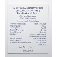 Magyarország,10000 forint 2020 PP - Alkotmánybíróság - Certifikáció