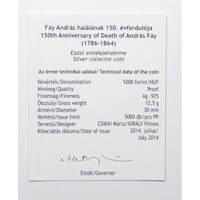 Magyarország,5000 forint 2014 PP - Fáy András - Certifikáció