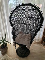 Vintage páva fotel - matt fekete varázsban