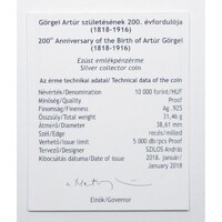Magyarország,10000 forint 2018 PP - Görgei Artúr - Certifikáció