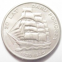 Lengyelország,20 zlotych 1980 - Daru Pomorza kiképzőhajó aUNC+ nikkel