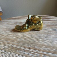 Pompás régi réz egeres bakancs fogpiszkáló tartó (8x4,4x3,3 cm)