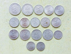 Csehszlovákia 17 db Különböző Érme 1 5 10 Halierov Haller 1954-1988