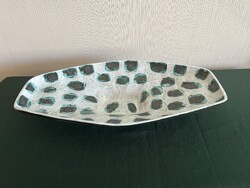 Iparművész zöld pöttyös retro kerámia falitál 42,5 cm (C0065)