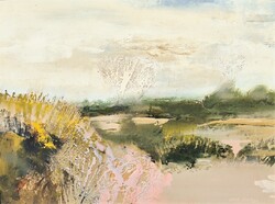 Szabó János: Ősz – 60x80 cm, olaj, farost festmény, jelzett, zsűrizett alkotás, barna fa keretben