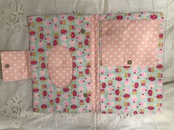 TEXTIL - KÖNYVBORÍTÓ - 29 x 19 cm - KÉZIMUNKA - HÍMZETT - HIBÁTLAN