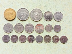 Hollandia 19 db Különböző Érme 10 25 Cents 1 5 Gulden 1950-1998