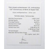 Magyarország,5000 forint 2011 - Tóth Árpád - Certifikáció