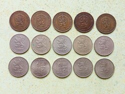 Csehszlovákia 15 db Különböző Érme 50 Halierov Haller 1963-1992