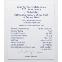 Magyarország,15000 forint 2023 PP - Deák Ferenc - Certifikáció