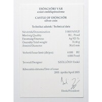 Magyarország,5000 forint 2005 - Diósgyőri vár - Certifikáció