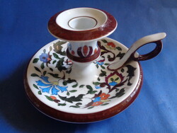 19.sz-i kézzel festett porcelán gyertyatartó