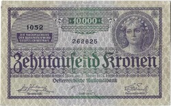 10000 kronen korona 1924 Ausztria 2.