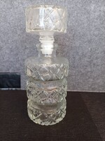 Német hengeres whiskey/likőrös üvegpalack, préselt mintával
