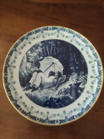 Wallendorf kobaltkék porcelán falitányér „Der Maler”, Carl Spitzweg nyomán