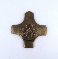 2A073 Modern bronz feszület fali kereszt 15 x 15 cm