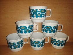 Zsolnay porcelán kék virágos egymásba helyezhető bögre készlet - 6 db egyben
