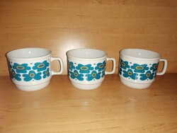 Zsolnay porcelán kék virágos egymásba helyezhető bögre készlet - 3 db egyben