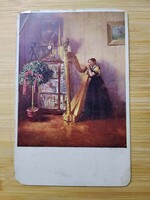 A húrok művésznője, nő, hárfa, bélyegezve 1922