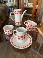 6 DB ALFÖLDI PORCELÁN KÉSZLET PÓTLÁSHOZ, KÁVÉS KANNA, CSÉSZE CUKORTARTÓ EGYÜTT 17 CM