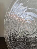 Vintage Iittala finn nagyméretű  jégüveg tál - Tapio Wirkkala (Solaris)  design- -   30 cm
