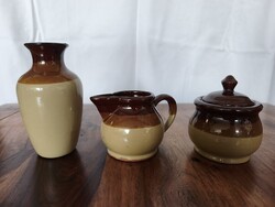 Vintage 70-es évekbeli kőedény szett – 3 részes rusztikus készlet (apró hibával)