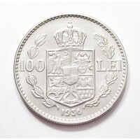 Románia,100 lei 1936 EF+ nikkel