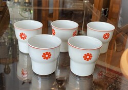 5 DB HOLLÓHÁZI PORCELÁN PÁLINKÁS POHÁR KÉSZLET 6.6 CM