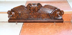 Ónémet faragott falióra dísz, tetődísz 34 cm