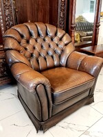 Chesterfield valódi bőr fotel