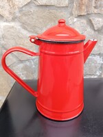 Retro piros zománcozott kávékiöntő / kancsó – 22 cm