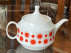 ALFÖLDI PORCELÁN VÖRÖS MINTÁS, RETRO, TEÁS KANNA 16.5 CM