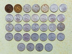 Magyarország 32 db Különböző Érme 10 Fillér 1946-1992