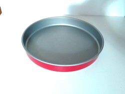 Kerek piros fém tortaforma sütőforma torta pite piskóta forma tapadásmentes bevonattal 25,5/3,5 cm