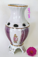Kézzel festett Apulum porcelán váza lila-arany díszítéssel