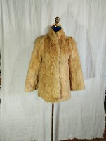 Elegant real rabbit fur coat – beige, vintage luxury piece (size L)