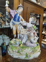 Ritka Alt Wien Austria 1860 Nagyméretű Spanyol Arisztokrata Család Porcelán,Figura,Szobor.32 cm.