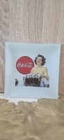 Retro Coca Cola, üvegből készült  tányér, 15x15 cm.