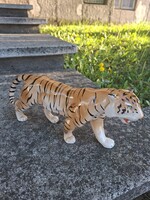 Gránit kerámia tigris, 37x17 cm-es figura, szép állapotban
