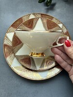 Csodás gyűjtői art deco dúsan aranyozott Mitterteich Bavaria reggeliző teás csésze trió