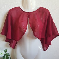 Burgundy embroidered muslin cape, shoulder wrap